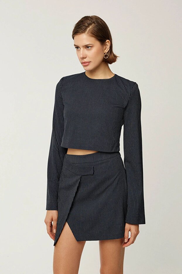 Striped Bicycle Collar Bluz