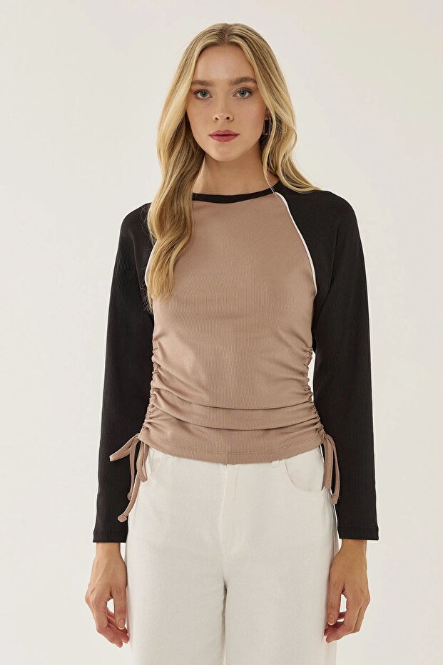 Renk Bloklu Bisiklet Yaka Üst - 6