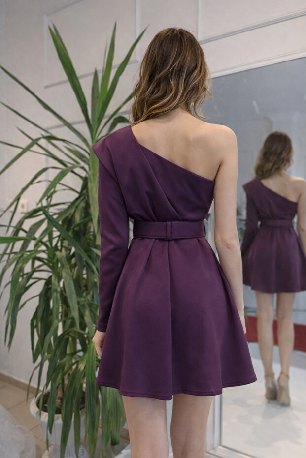 Tek kol abiye elbise - 2