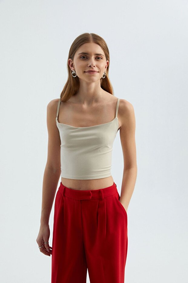 Back Detailed Thin Strap Cami Top - 2