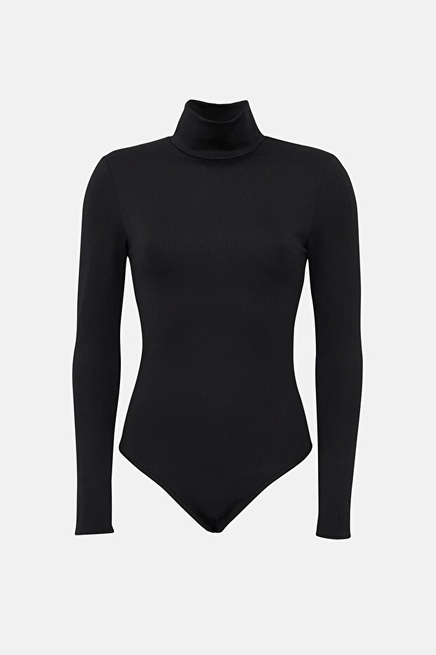 Basic Yüksek Yaka Örme Body - 1