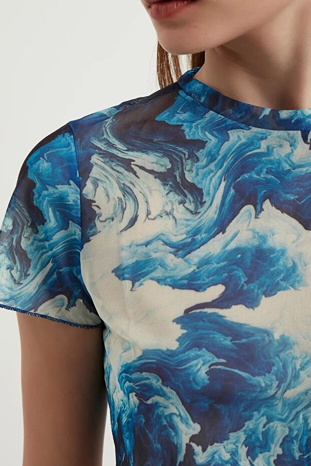 Soyut Tül Crop Top - 5