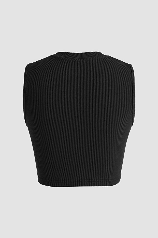 Çapraz Detaylı Örme Crop Atlet - 7