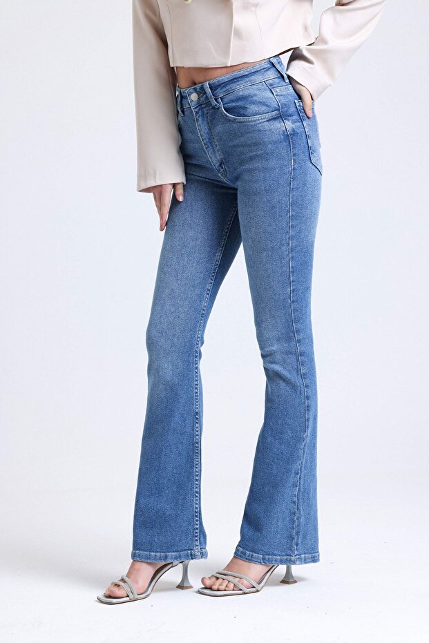 Yüksek Bel Flare Jeans - 3