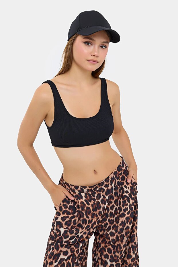 Fitilli Kolsuz Crop Top - 1