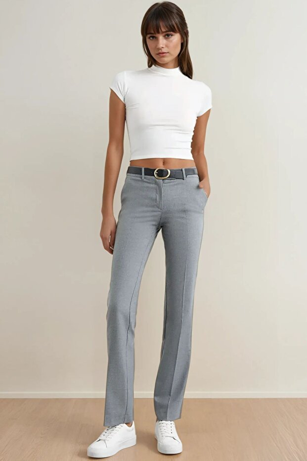 High Waist Straight Fit Trousers - Stylish Design