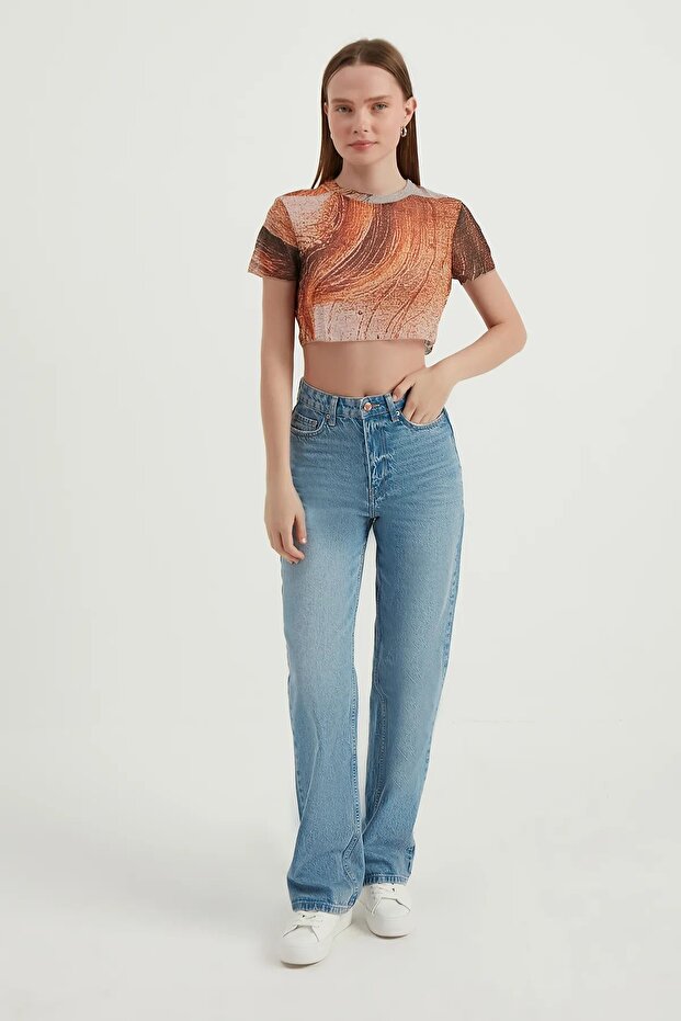 Soyut Tül Crop Top - 3