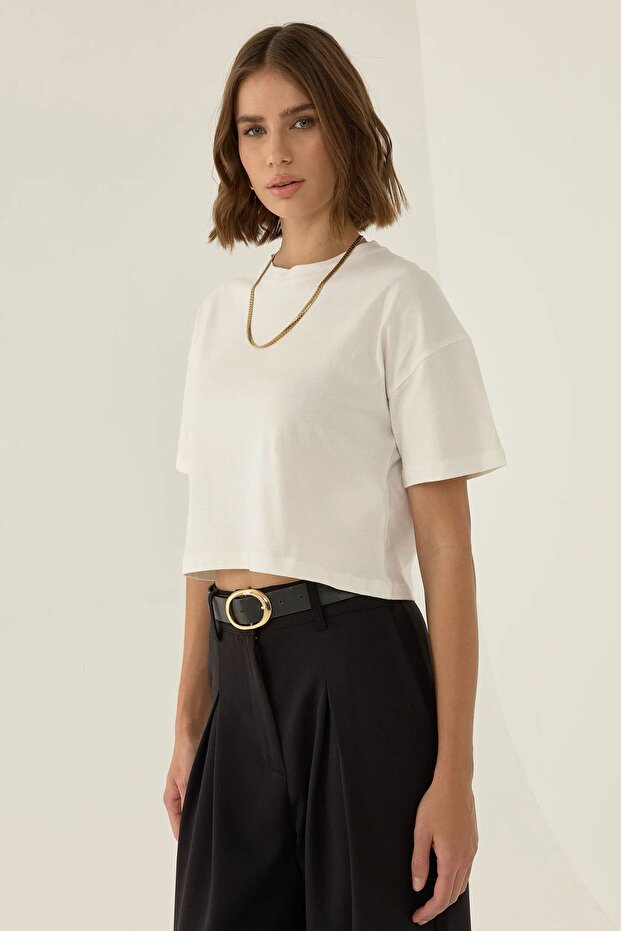 Basic Bisiklet Yaka Kısa T-Shirt - 5