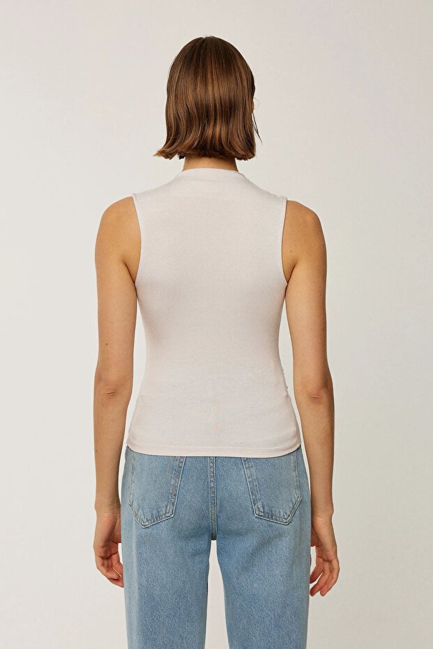 Drapeli Sıfır Kol Bluz - 5