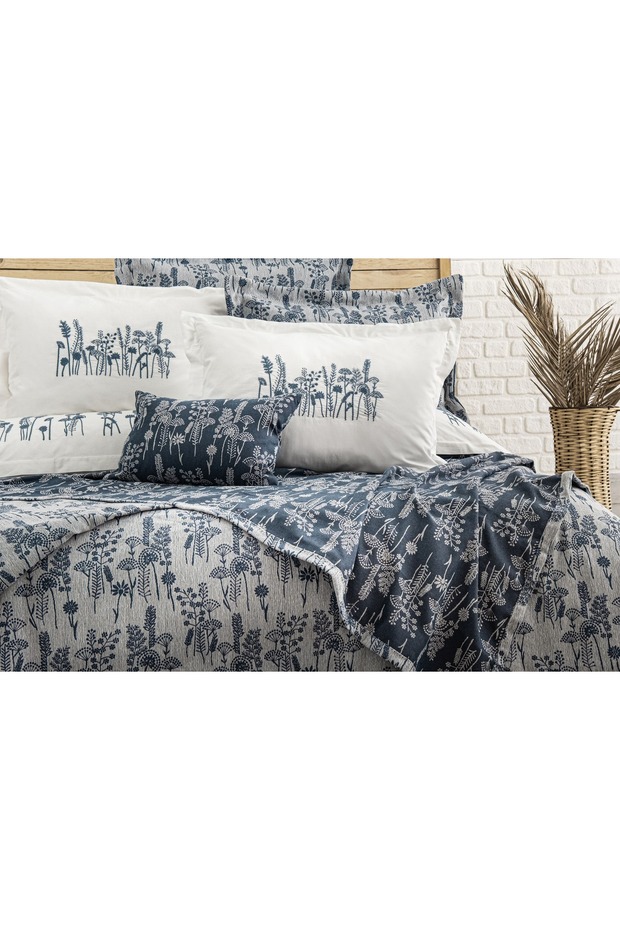 Valencia 8 Piece Double Dowry Set Navy Blue 240 X 260 cm 240 X 260 cm Navy Blue