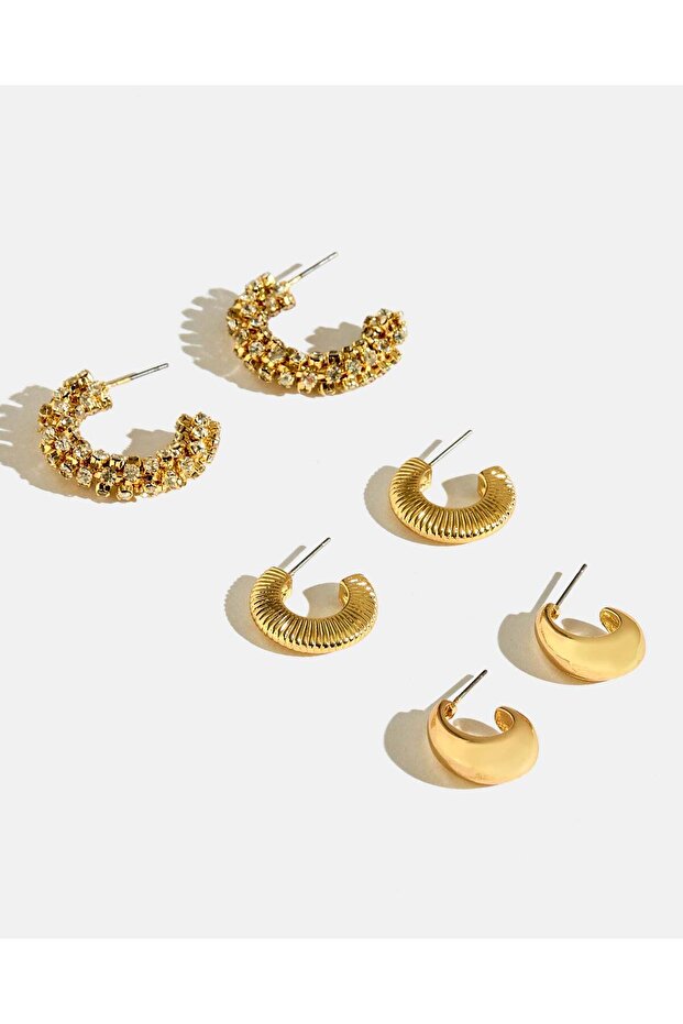 Women Gold Studs Set (9 Pairs)