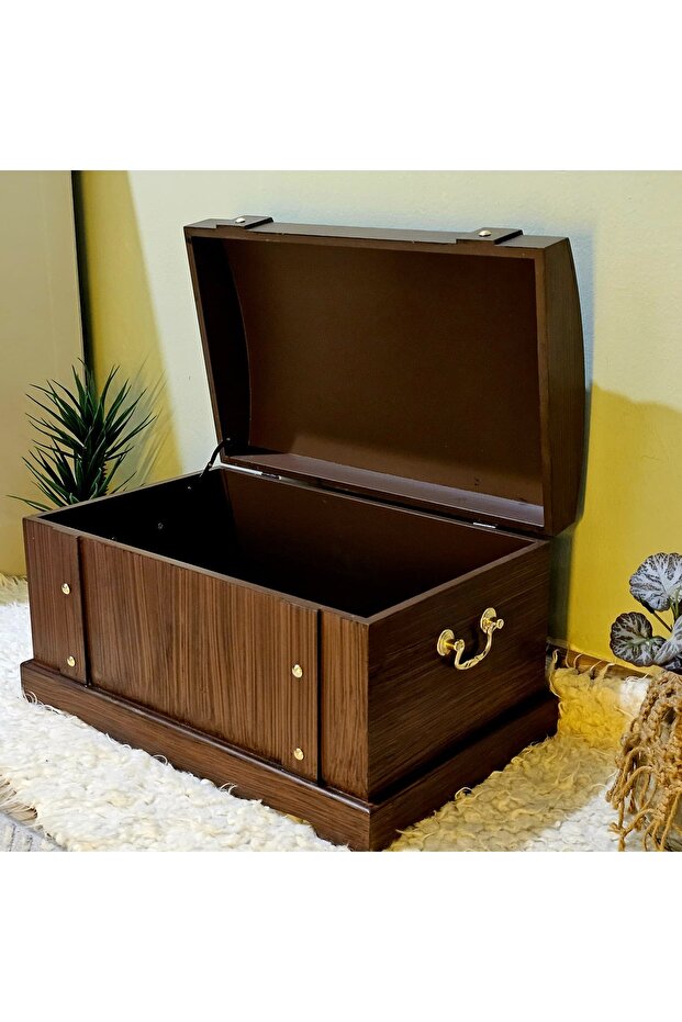 Wooden Walnut Antique Gold Handle Promise Engagement Wedding Gift Dowry Chest 29*46 cm Storage Box