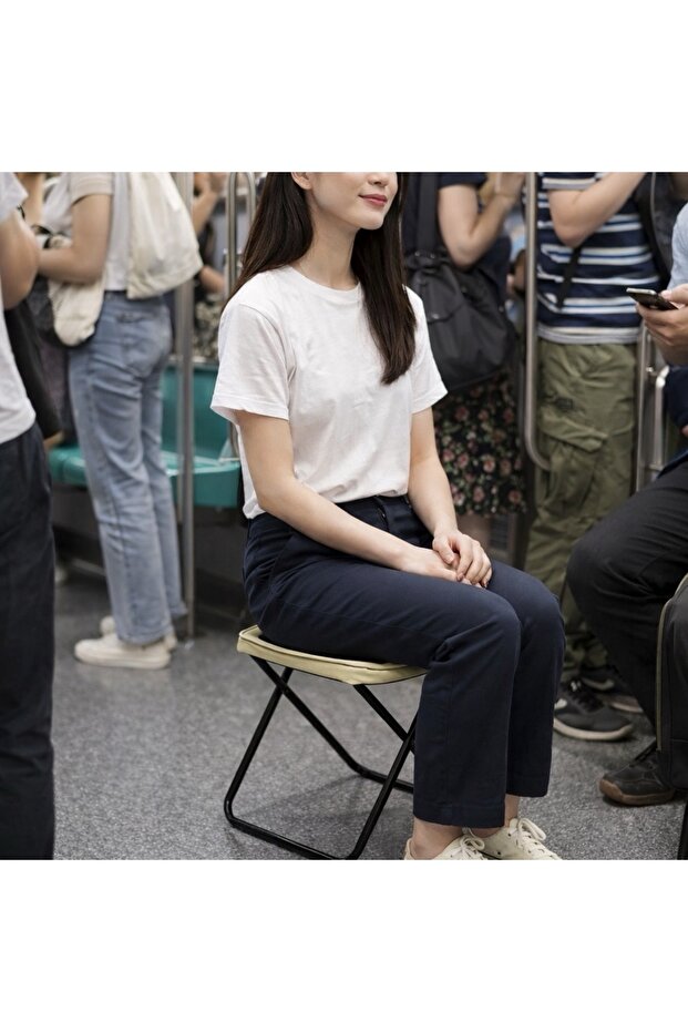 Flip Katlanır Kamp Taburesi Bej - 5