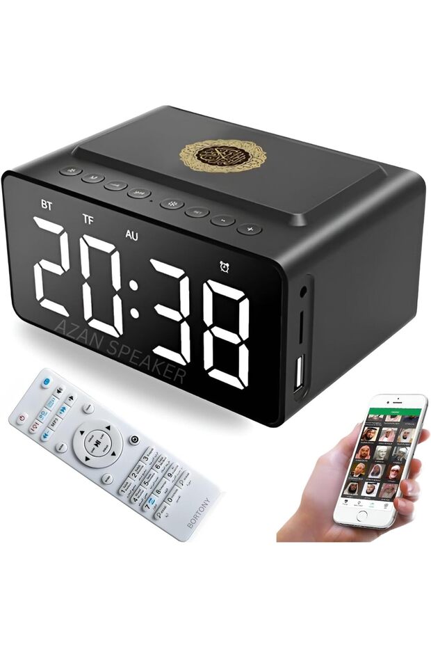 Digital Azan Clock Quran Speaker Bluetooth App & Remote Control MP3 Prayer Speaker