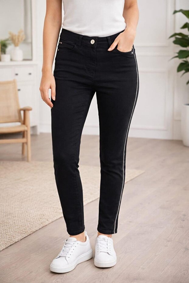 Bolinto side chain high waist 5 pocket lycra tight leg pants