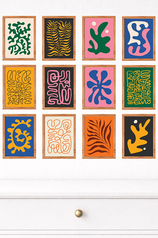 مجموعة من 12 لوحة جدارية حديثة ذات مظهر إطاري - طباعة UV على MDF مقاس 15x20 سم