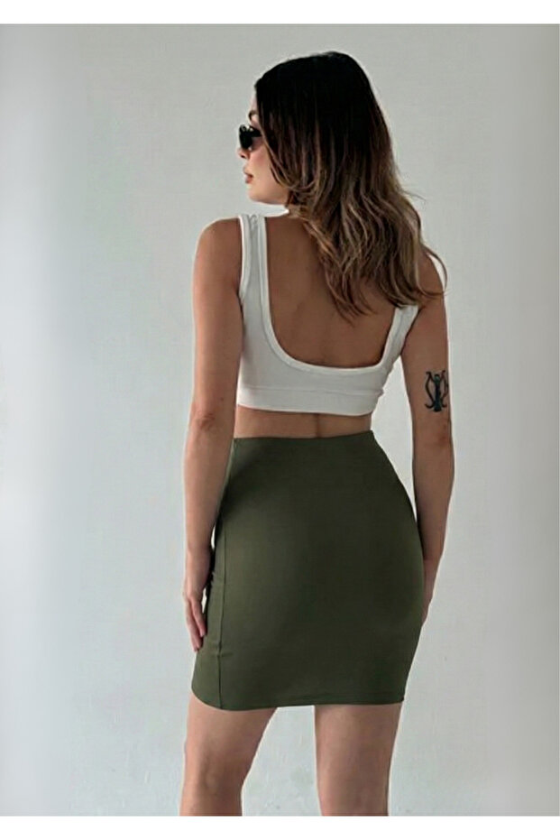 Yüksel Bel Dar Mini Etek - 3