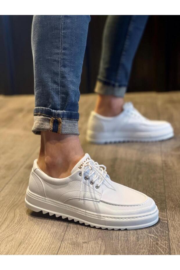 Mhoda Shoes MHD-098 Erkek Günlük Bağcıklı Cilt Klasik Ayakkabı CBT - Beyaz