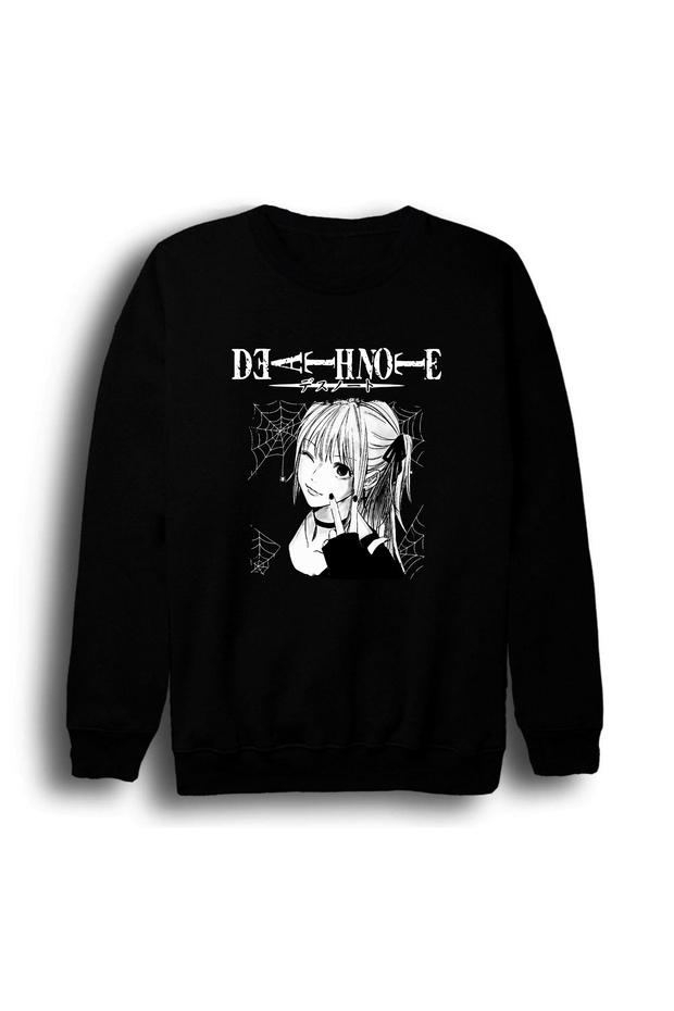 Death Note - Misa Amane - Anime Printed Unisex 100% Cotton Crew Neck Black Sweatshirt
