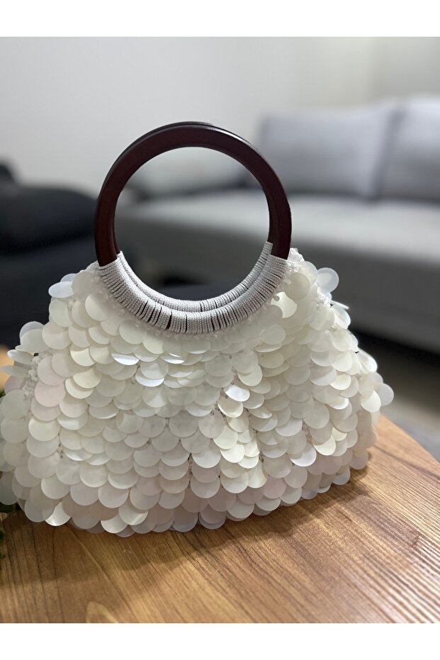 Ahşap saplı pullu çanta - 2