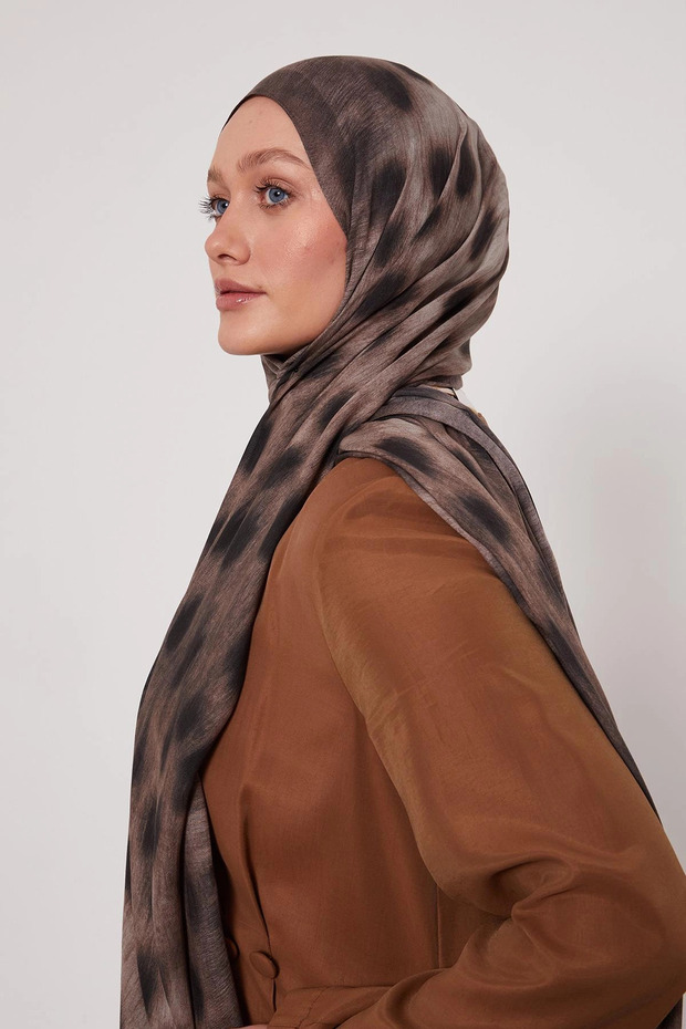 Patterned Silk Shawl - Oak Shell - 2