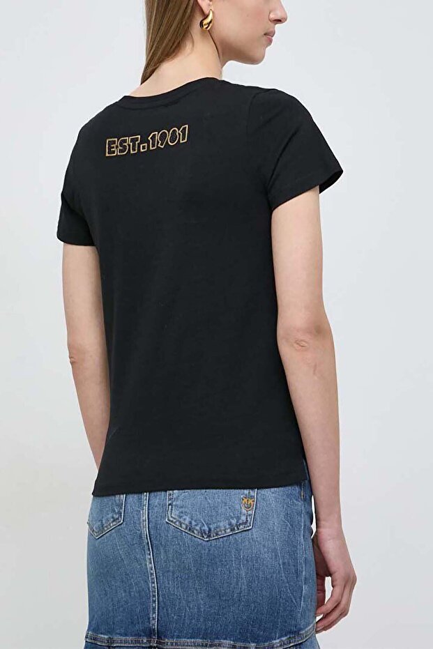 Glossy Logo Kadın Slim Fit T-Shirt - 2