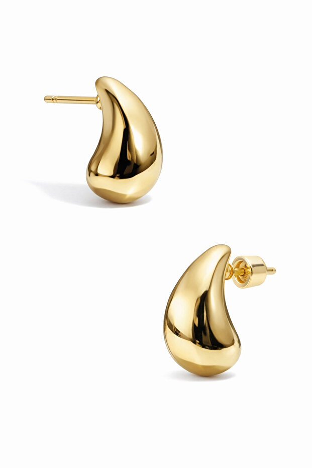 Women's Gold Color Drop Shaped Nail Earrings – Minimal Chic Design