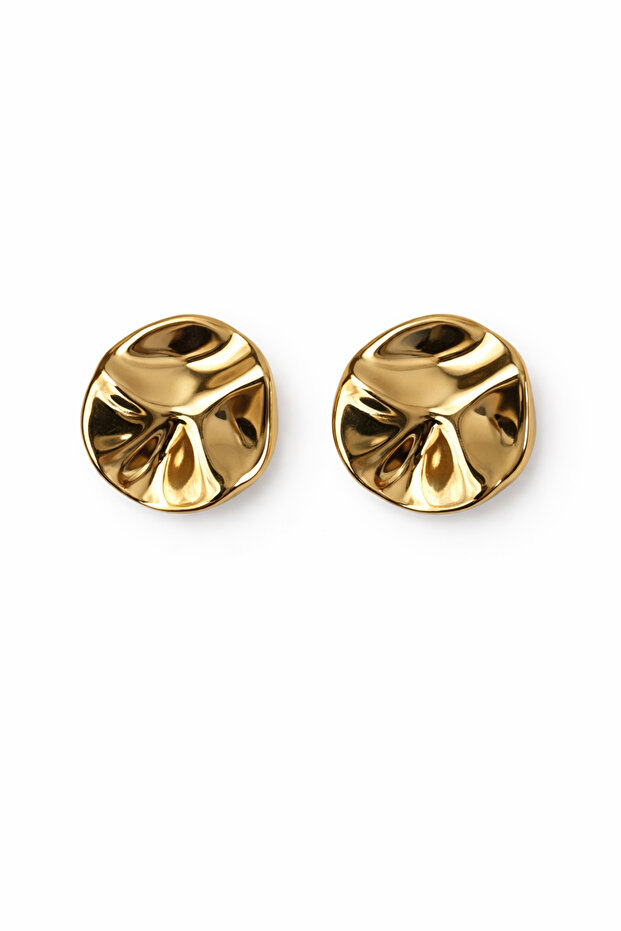 Women's Gold Wavy Oval Design Earrings