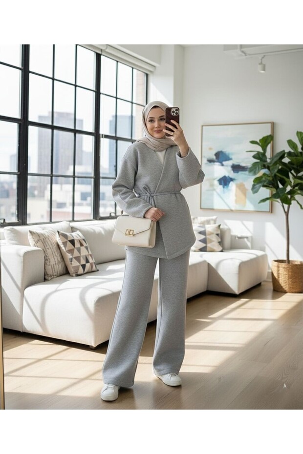 Daily Hijab Tie-Waist Top and Bottom Set