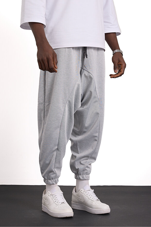 Men's Casual Patterned Pleated Shalwar with Elasticated Legs