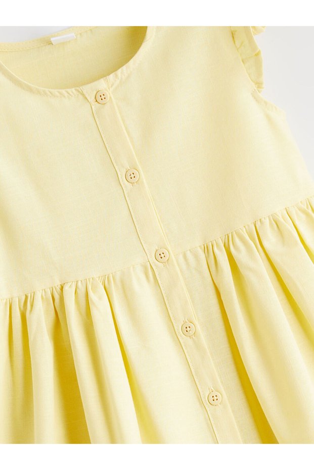 Girl's Ruffled Linen Look Dress