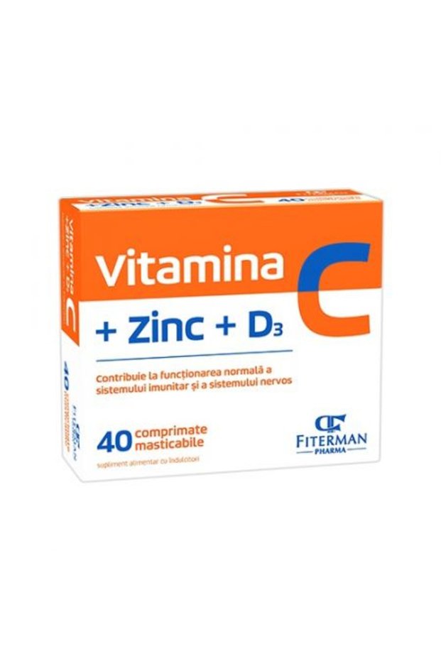 Vitamina C+Zn+D3, 40 comprimate masticabile, Fiterman