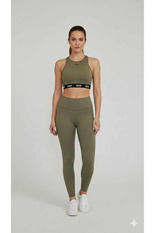 Women's Khaki Green Sports Bra