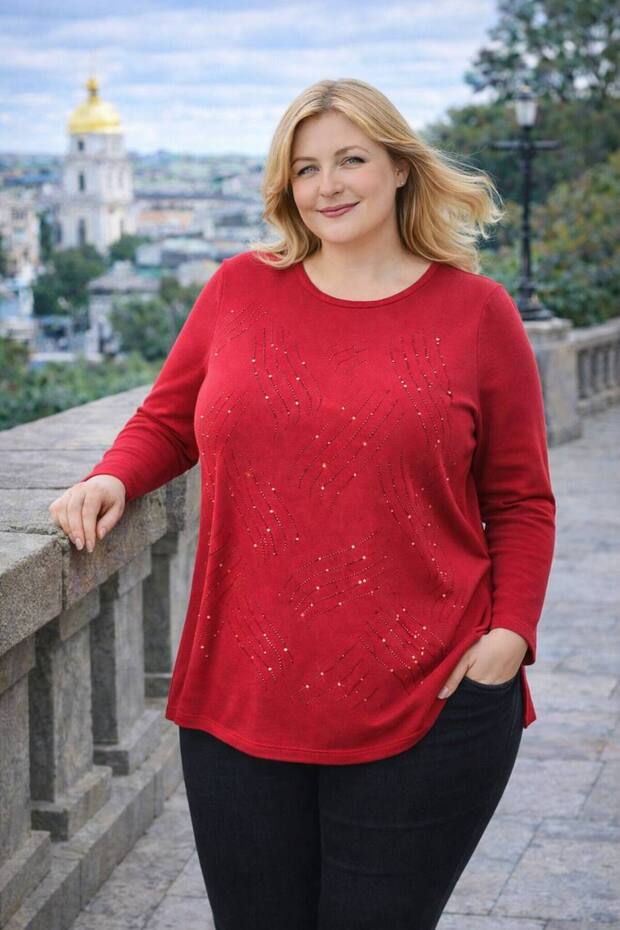 Elegant Stone Embroidered Viscose Blend Classic Regular Fit Plus Size Mother's Blouse