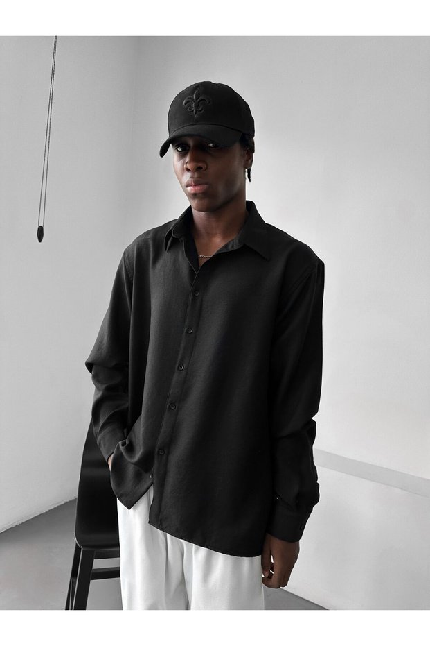 Men's Oversized Plain Linen Blend Shirt Comfortable Fit Long Sleeve Shirt Italian Collar Loose Shirt