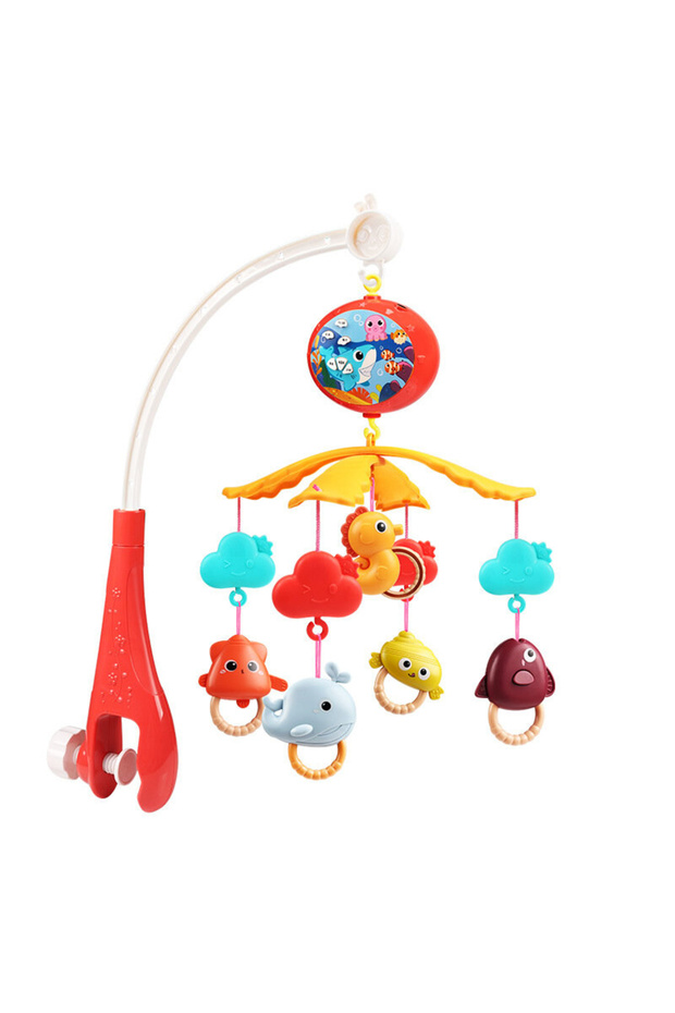 Crib Carousel with Remote Control, Projector, Sounds, Red - 4