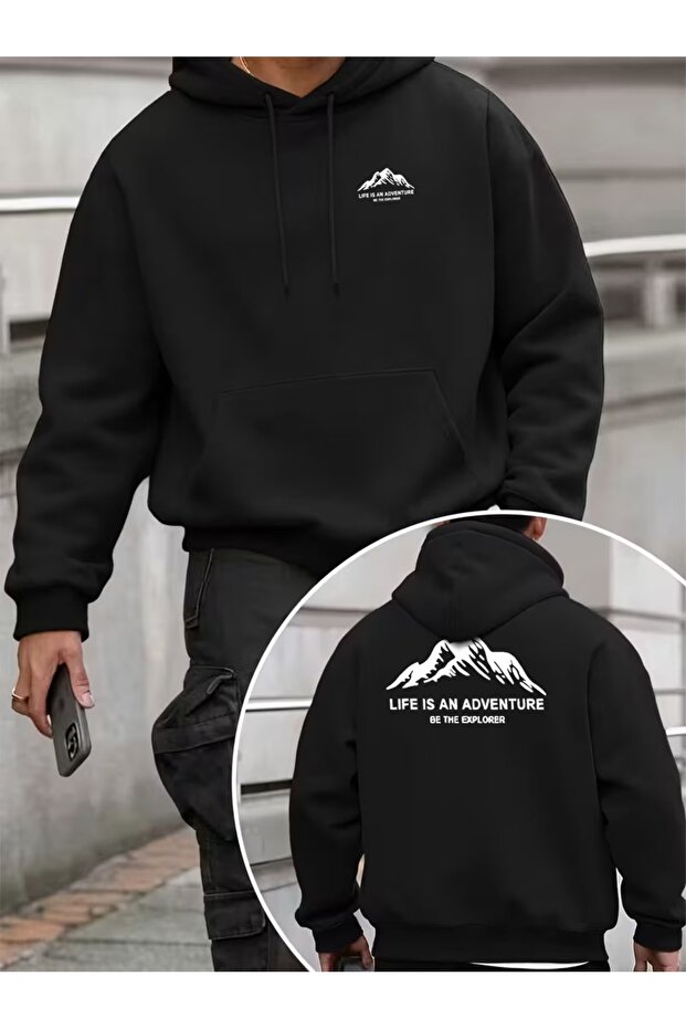 Men's Hoodie Printed Sweat Quality 3 Yarn Fabric Modern Oversized Cut