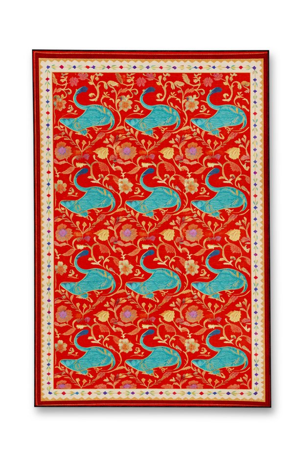 Mosso Red Themed Fish and Flower Figures Patterned Woven Base Modern Decorative Carpet Mosso2162