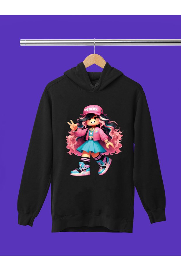Roblox Printed 3 Yarn Quality Soft Texture Hooded Children's Sweatshirt