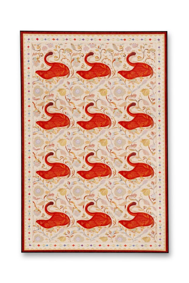 Mosso Beige Themed Fish and Flower Figures Patterned Woven Base Modern Decorative Carpet Mosso2164