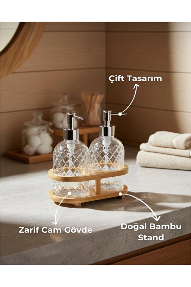 Bambu Standlı 2'li Sabunluk Seti - 2
