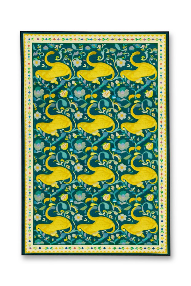 Mosso Green Themed Fish and Flower Figures Patterned Woven Base Modern Decorative Carpet Mosso2165