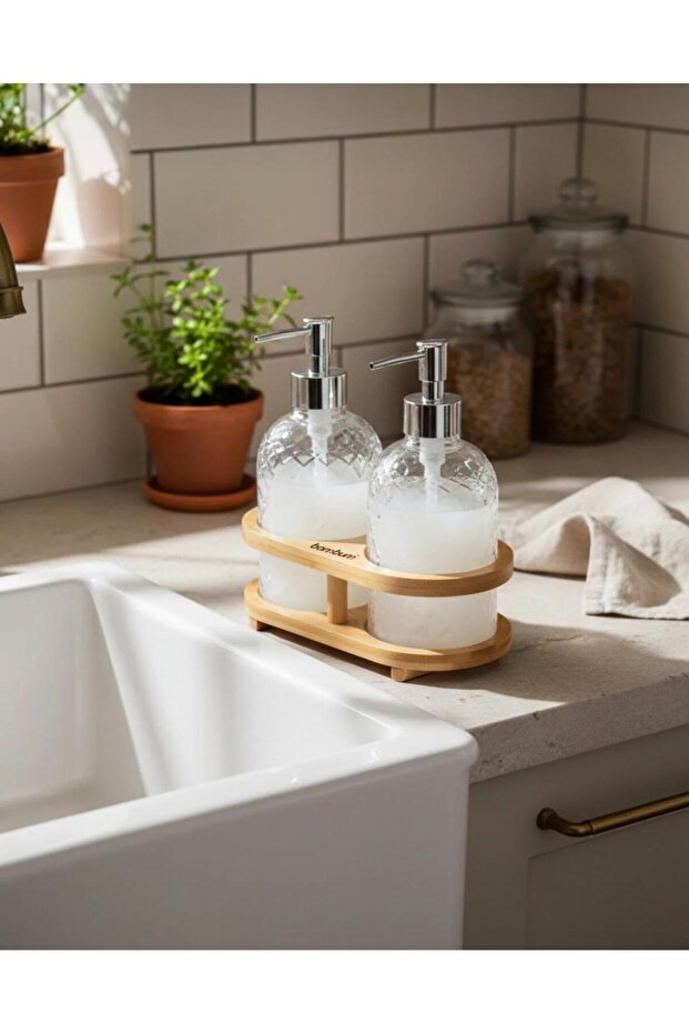 Bambu Standlı 2'li Sabunluk Seti - 4