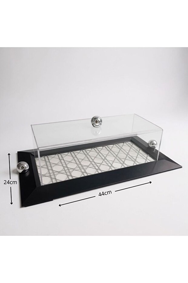 Rectangular serving tray with a large acrylic lid - 3