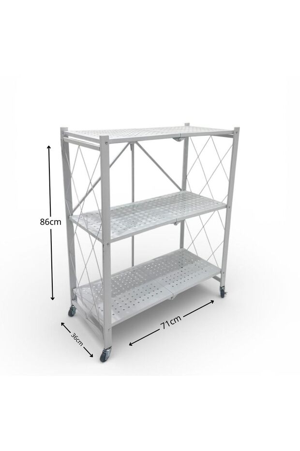 رف تخزين معدني متحرك قابل للطي متعدد الطبقات - 3