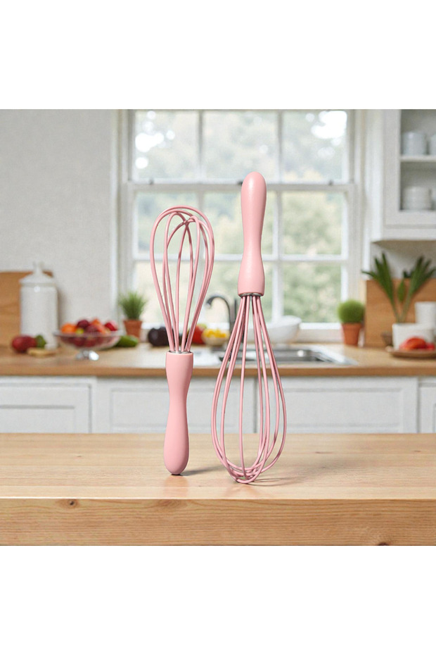Silicone 2-Piece Whisk Set Powder Pink