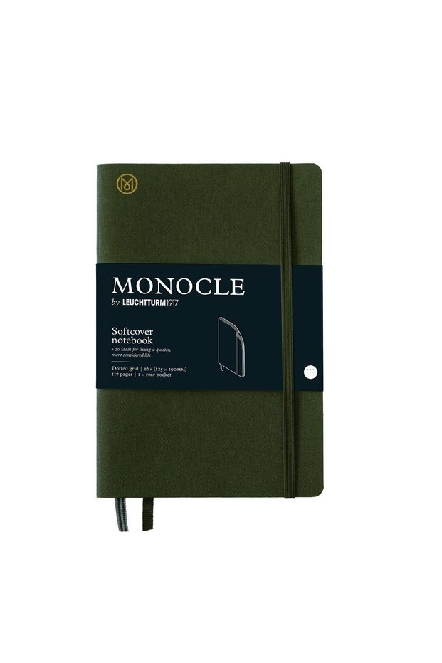 X Monocle Limited Edition Notebook B6, Soft Cover, 128 Dotted Pages Olive 369724
