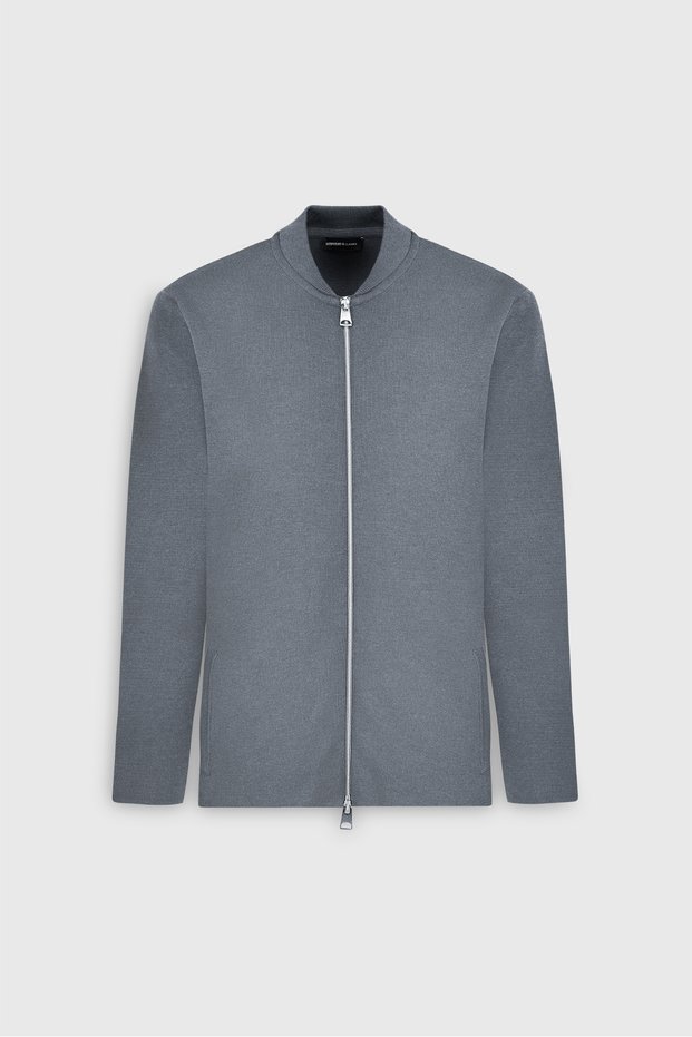 Men's Gray Melange 100% Cotton Standard Fit Regular Cut College Collar Pocketed Knitwear Cardigan