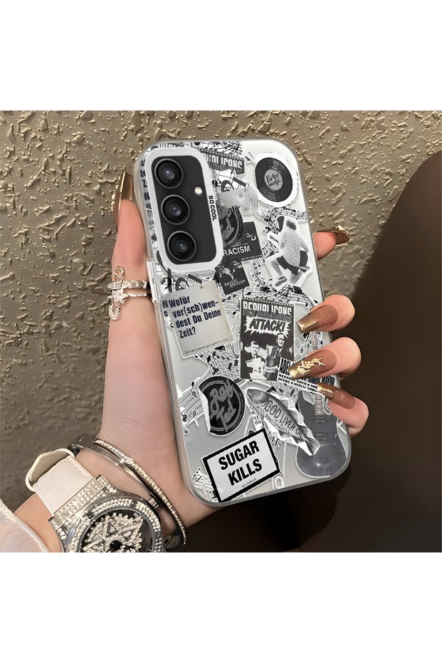 Samsung Galaxy A30/A20 Compatible American Retro Collage Style Patterned Anti-Shock Protection