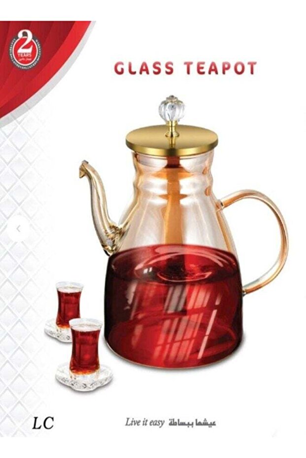 إبريق شاي زجاجي بمقبض أنيق وتصميم مقاوم للحرارة لتقديم الشاي